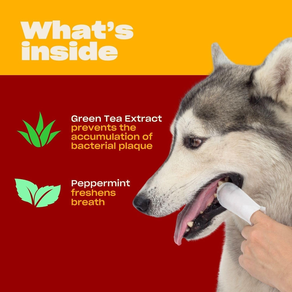 Dog Dental Wipes Finger Wipes for Teeth Cleaning Fresh Breath 50ct