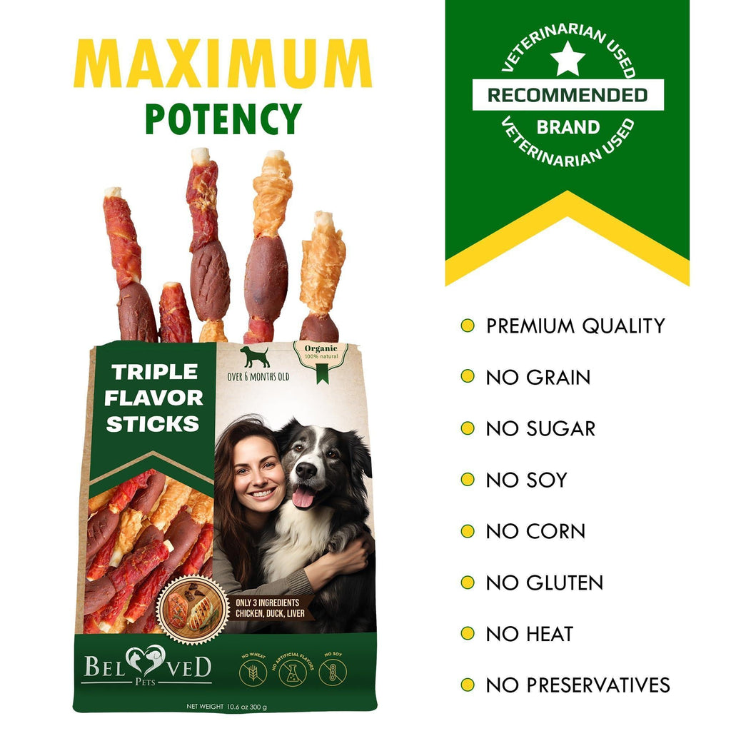 Rawhide Treats for Dogs Duck & Chicken Grain-Free Chews Dental Support