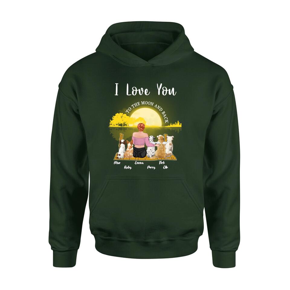 Personalized Girl & Pet Moon Light Shirt - Gift Idea For Pet Lover with up 5 Pets - I Love You To The Moon and Back