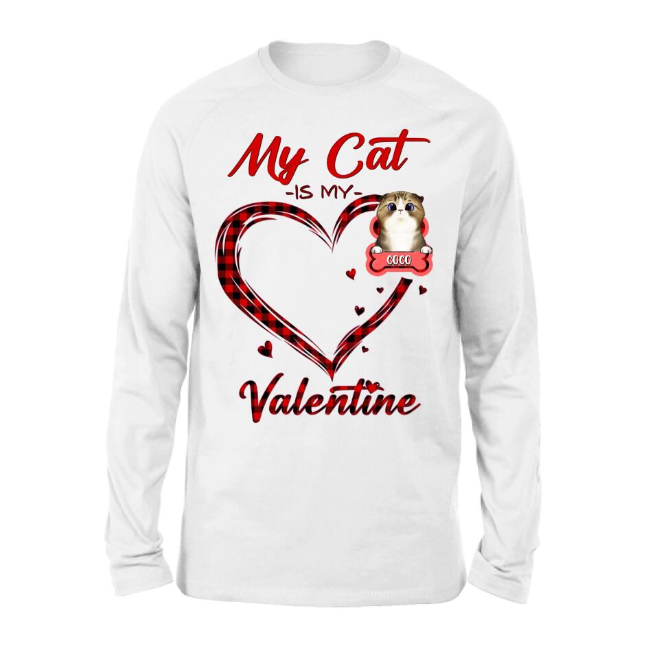Personalized Pet T-Shirt/Long Sleeve/Sweatshirt/Hoodie - Valentine's Day Gift Idea For Dog/Cat Lover - Up to 5 Pets - My Cat Is My Valentine