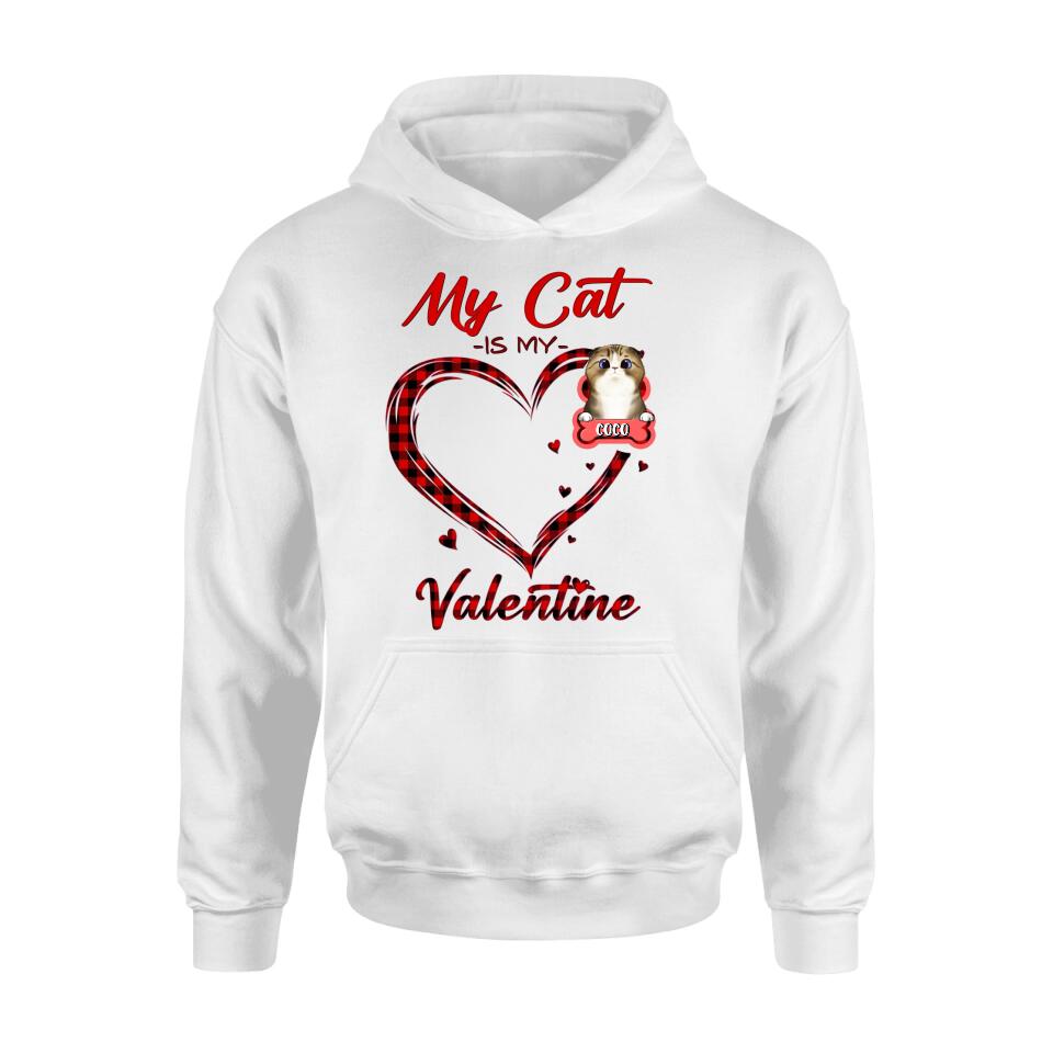 Personalized Pet T-Shirt/Long Sleeve/Sweatshirt/Hoodie - Valentine's Day Gift Idea For Dog/Cat Lover - Up to 5 Pets - My Cat Is My Valentine