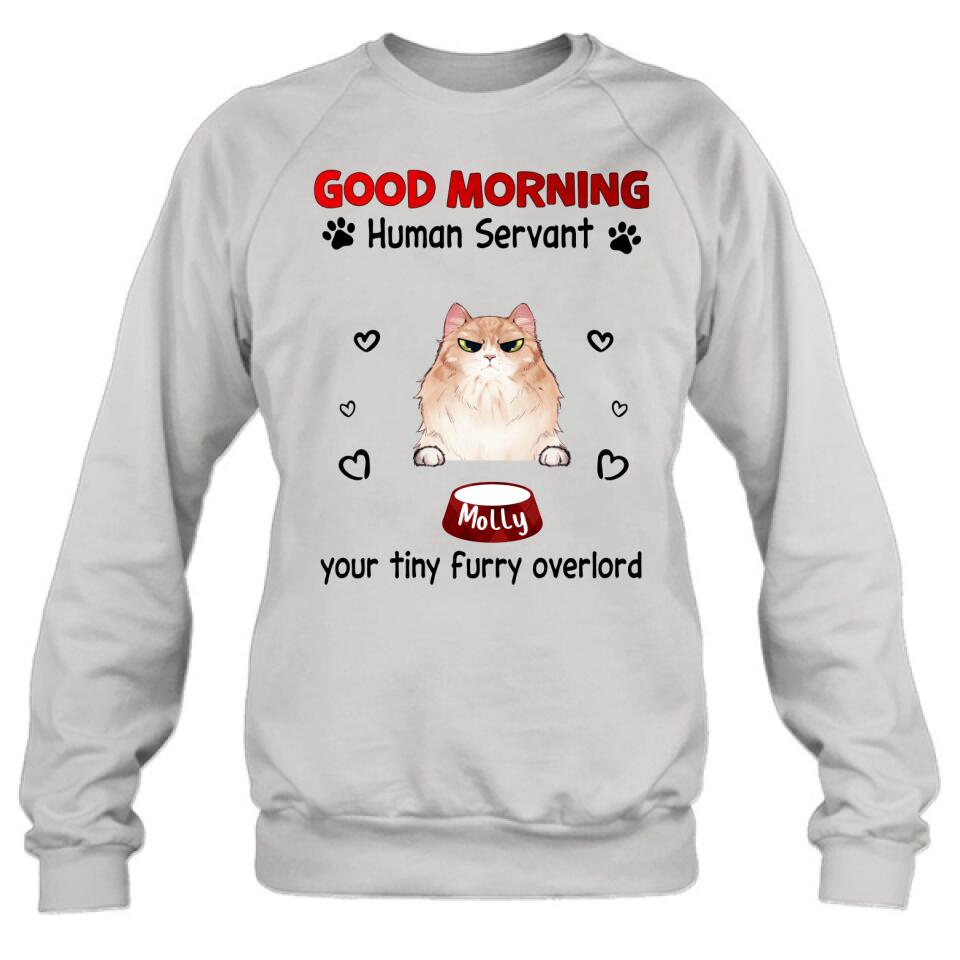 Custom Personalized Pet T-Shirt/Hoodie/Sweatshirt/Long Sleeve - Gift for Dog/Cat Lovers - Good Morning Human Servant Shirt - Up to 5 Pets