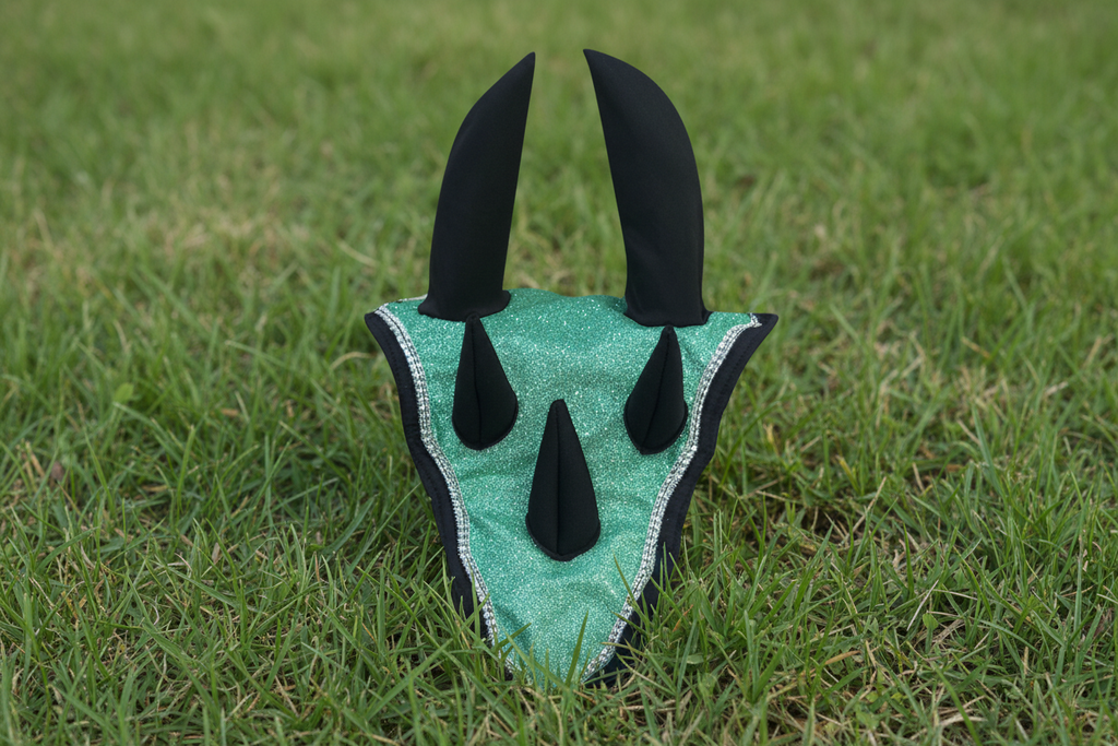 Green Horse Dragon Saddle Pad, Ear Bonnet & Horse Boot Set