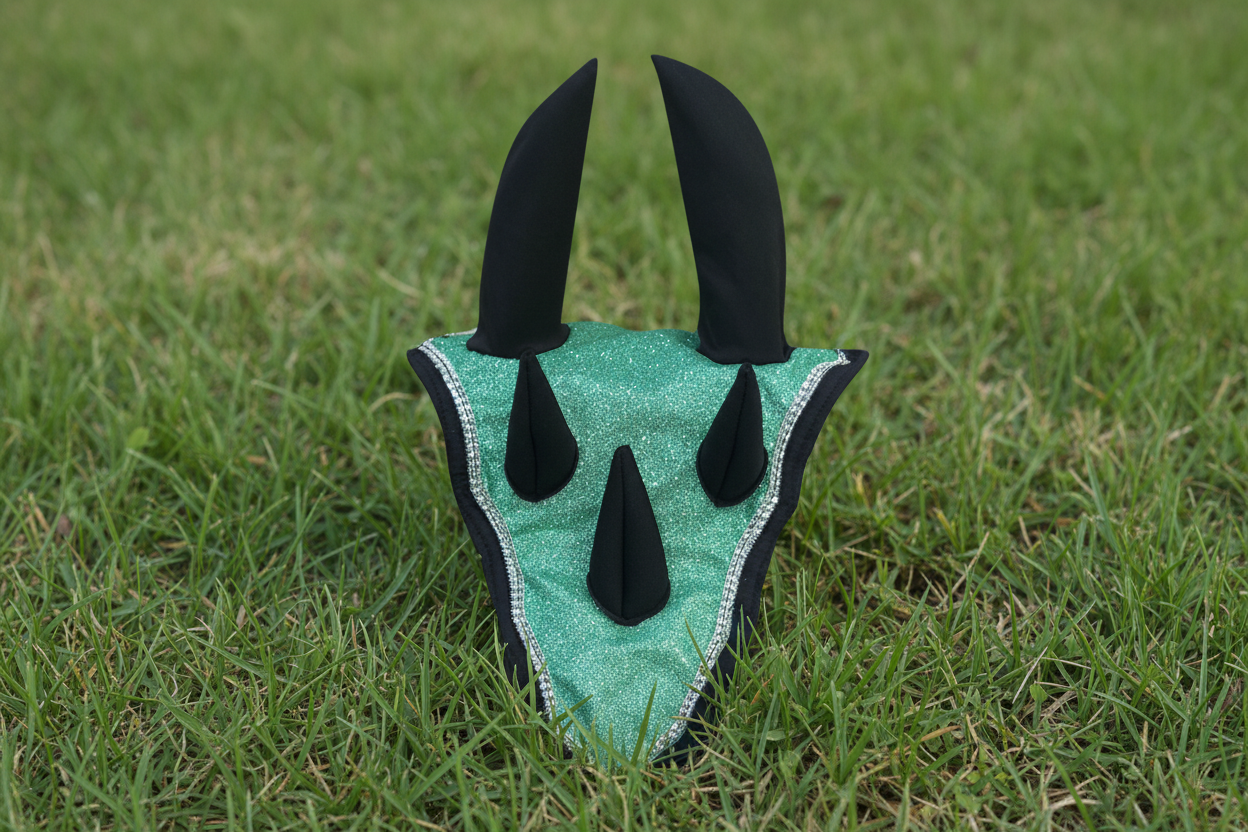 Green Horse Dragon Saddle Pad, Ear Bonnet & Horse Boot Set