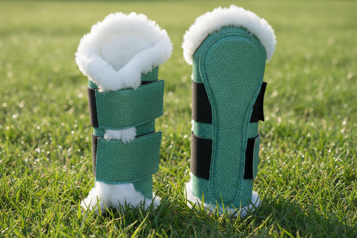 Green Horse Dragon Saddle Pad, Ear Bonnet & Horse Boot Set