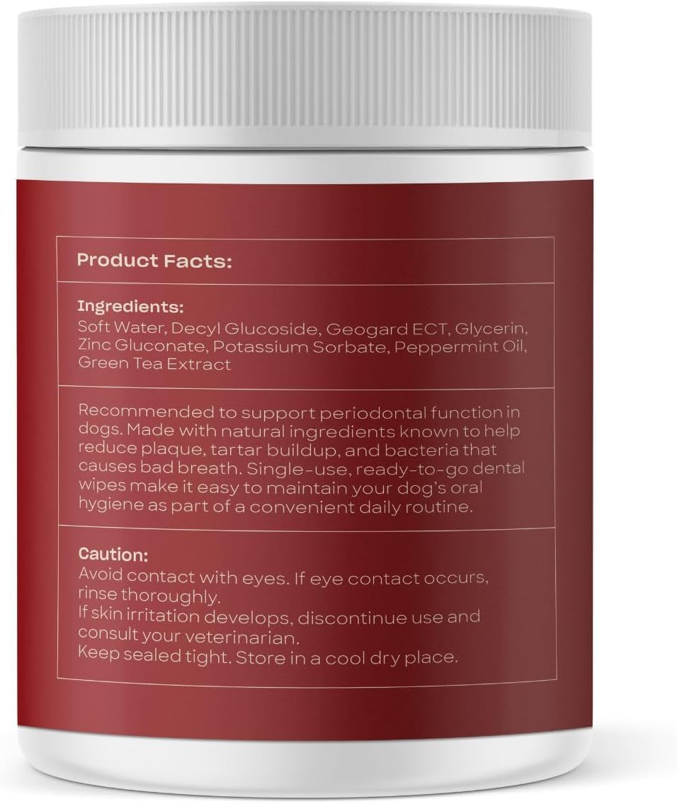 Dog Dental Wipes Finger Wipes for Teeth Cleaning Fresh Breath 50ct