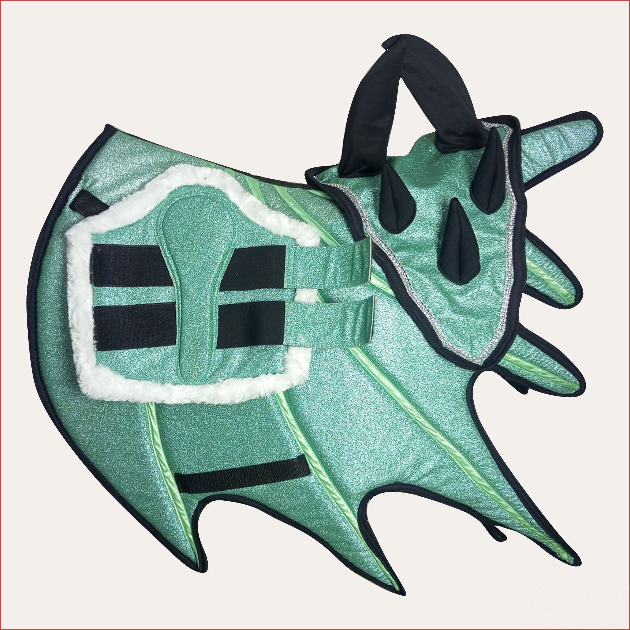 Green Horse Dragon Saddle Pad, Ear Bonnet & Horse Boot Set