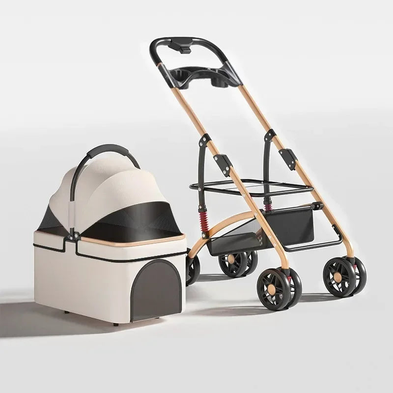 【One-Pull Open】2 in 1Foldable Pet Travel Carrier for Small/Medium Dogs Cats up to 50lbs Detachble Portable Pet Bag stroller pet