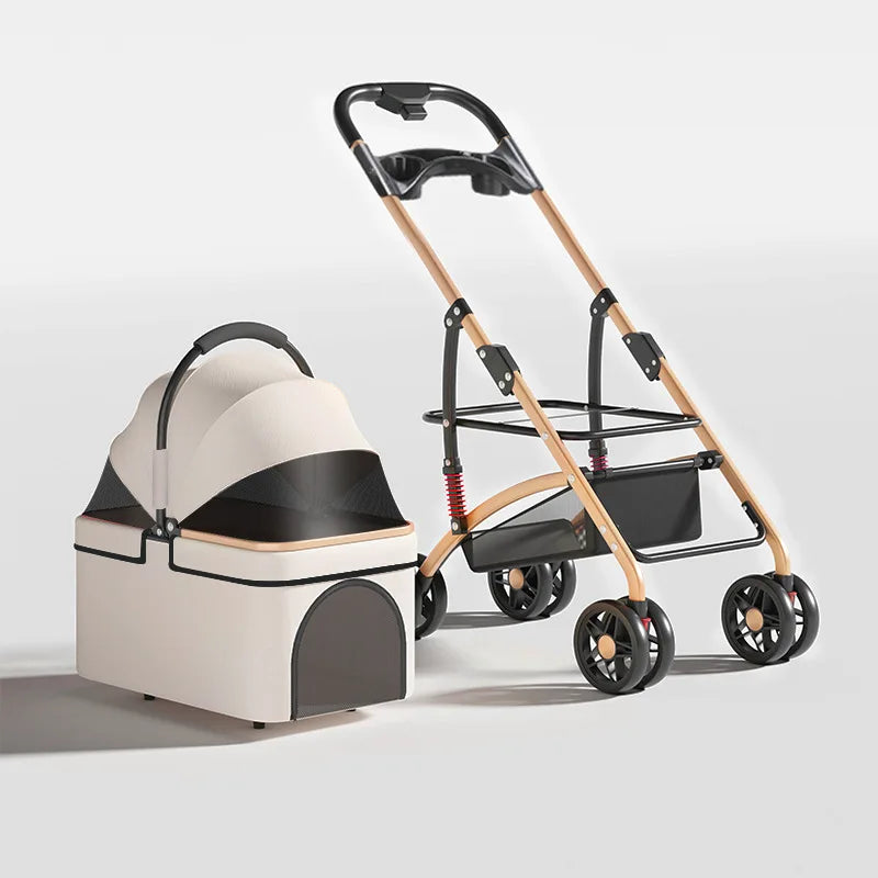 【One-Pull Open】2 in 1Foldable Pet Travel Carrier for Small/Medium Dogs Cats up to 50lbs Detachble Portable Pet Bag stroller pet