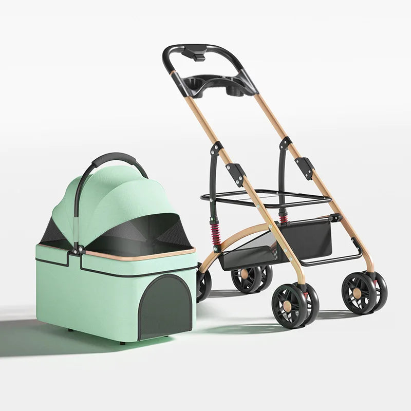 【One-Pull Open】2 in 1Foldable Pet Travel Carrier for Small/Medium Dogs Cats up to 50lbs Detachble Portable Pet Bag stroller pet