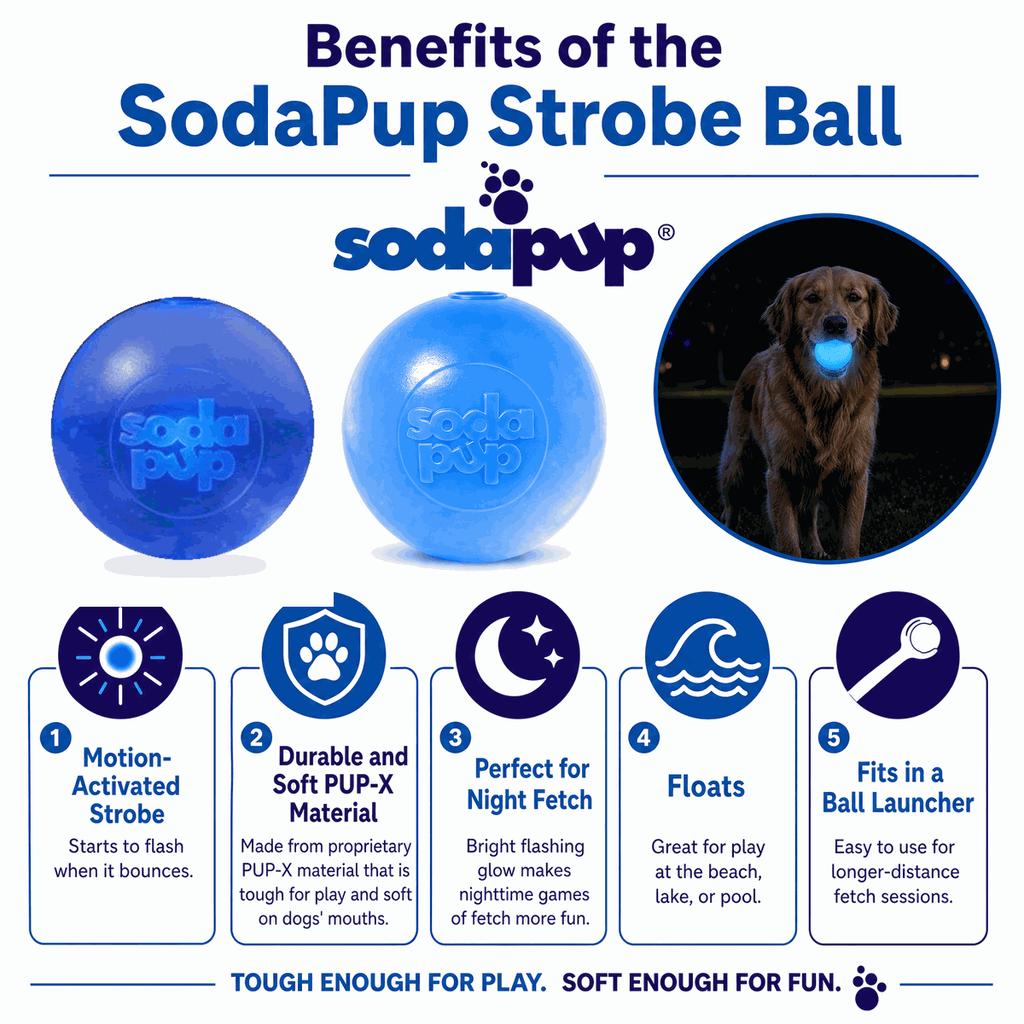 Strobe Ball Light-Up Dog Toy - Durable Floating Chew Ball | Made in USA
