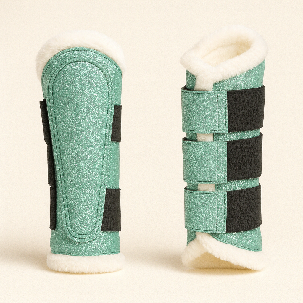 Green Horse Dragon Saddle Pad, Ear Bonnet & Horse Boot Set