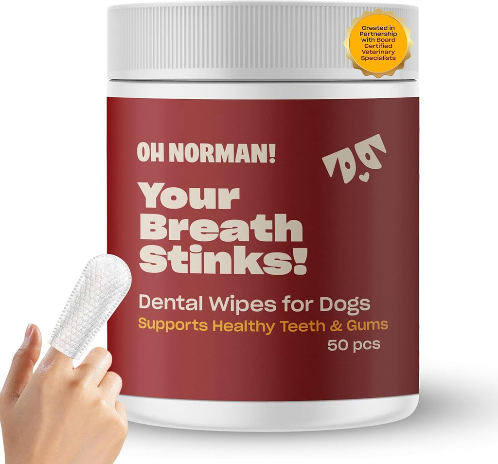 Dog Dental Wipes Finger Wipes for Teeth Cleaning Fresh Breath 50ct