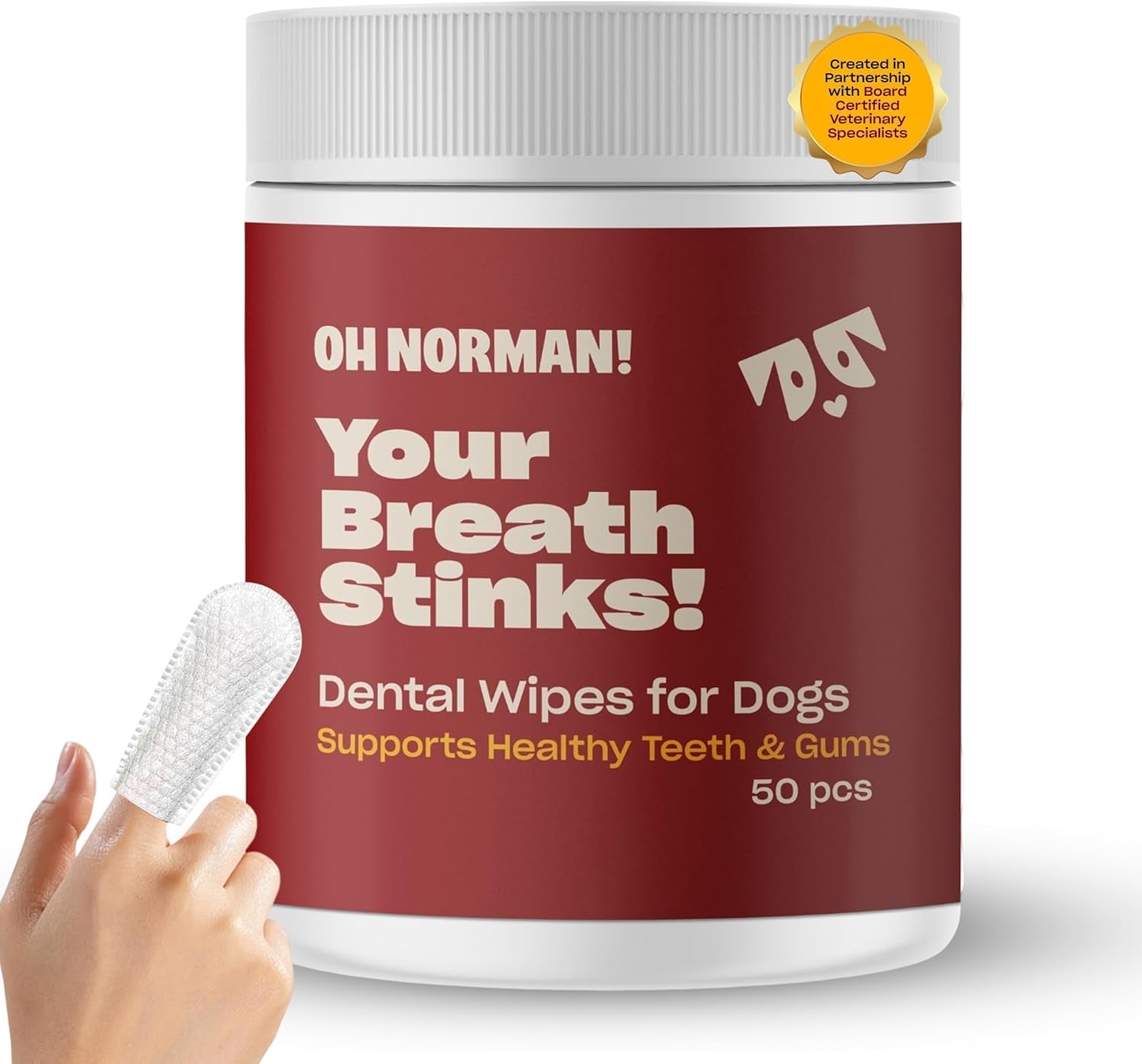 Dog Dental Wipes Finger Wipes for Teeth Cleaning Fresh Breath 50ct
