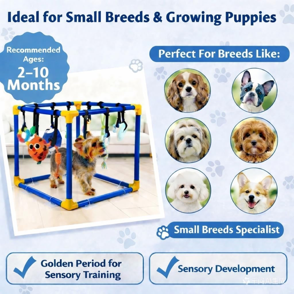 Interactive Puppy Play Gym with 16 Toys Dog Enrichment Activity Center