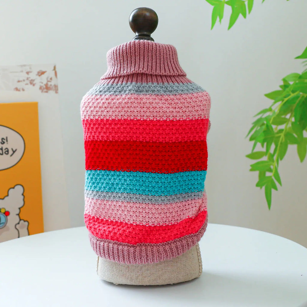 Colorful Striped Pet Sweater for Small Dogs and Cats