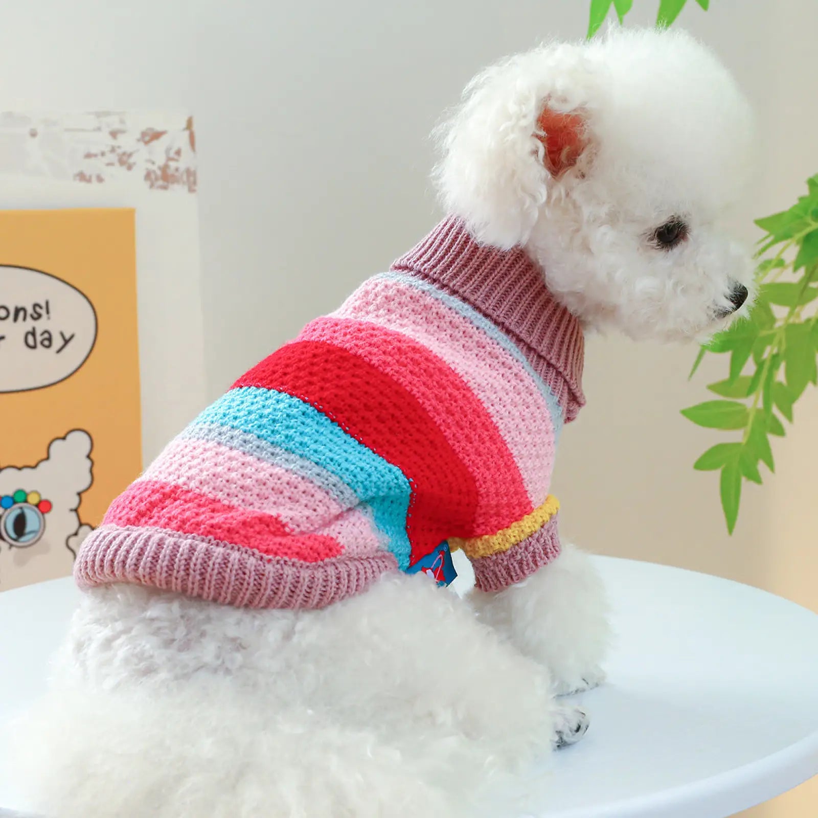 Colorful Striped Pet Sweater for Small Dogs and Cats