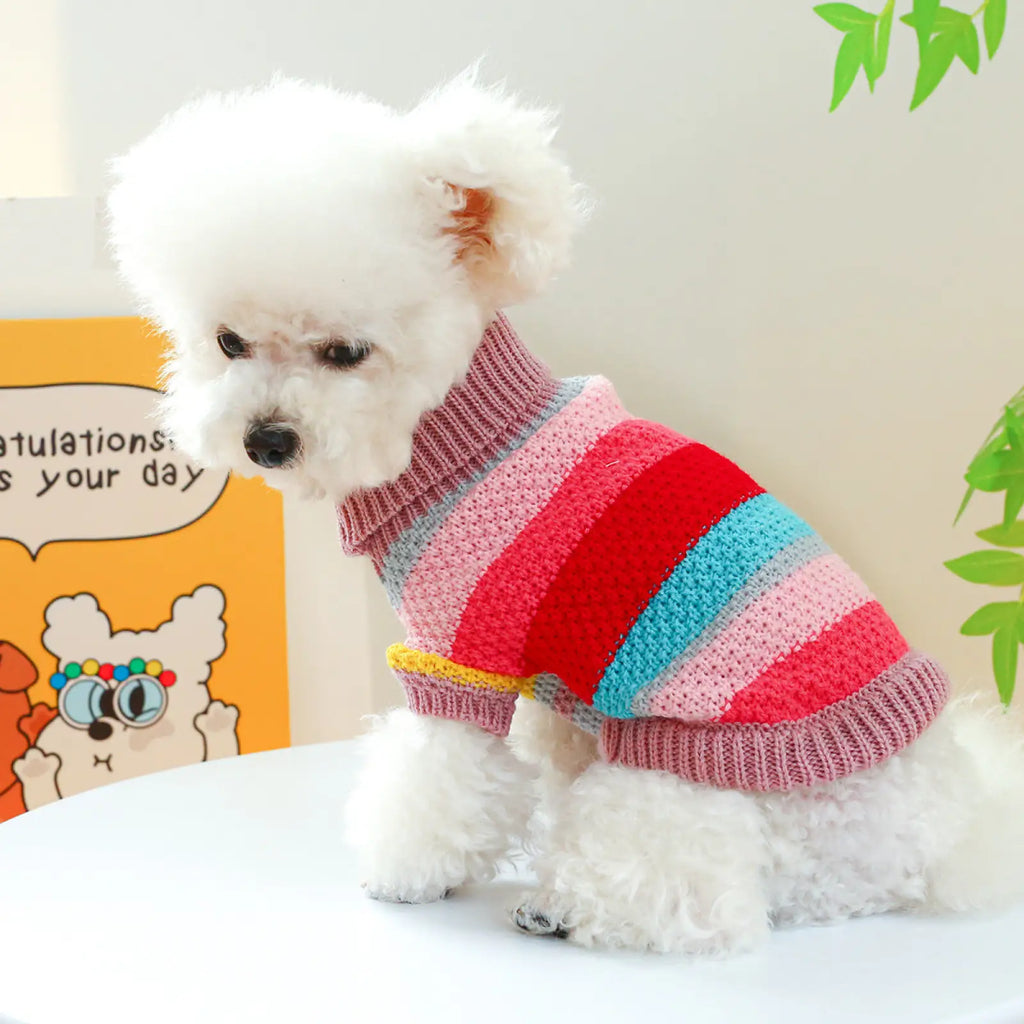 Colorful Striped Pet Sweater for Small Dogs and Cats