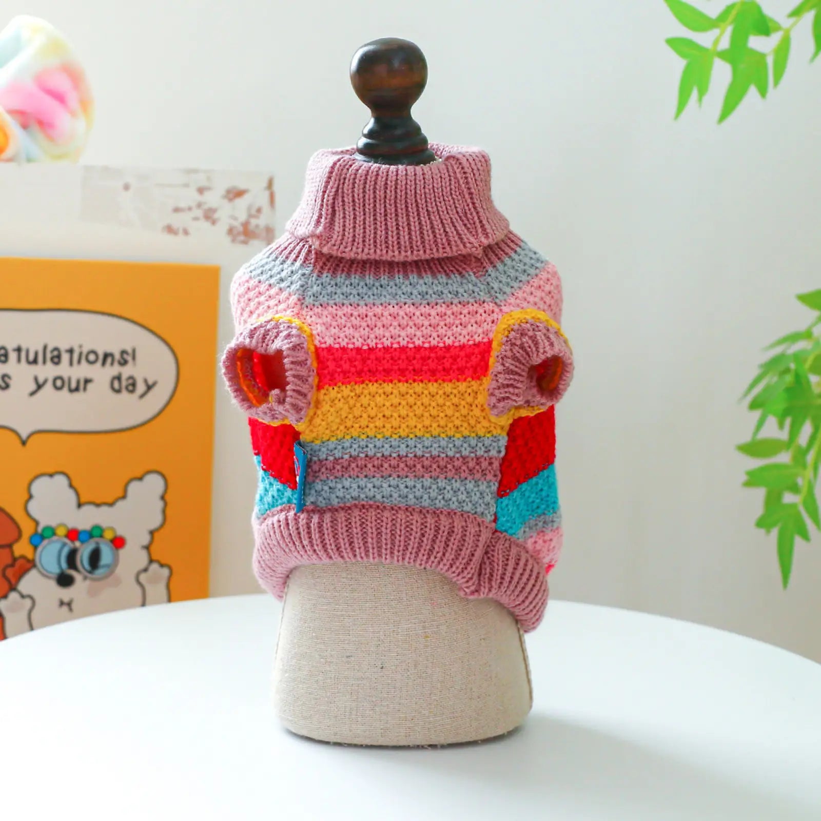 Colorful Striped Pet Sweater for Small Dogs and Cats