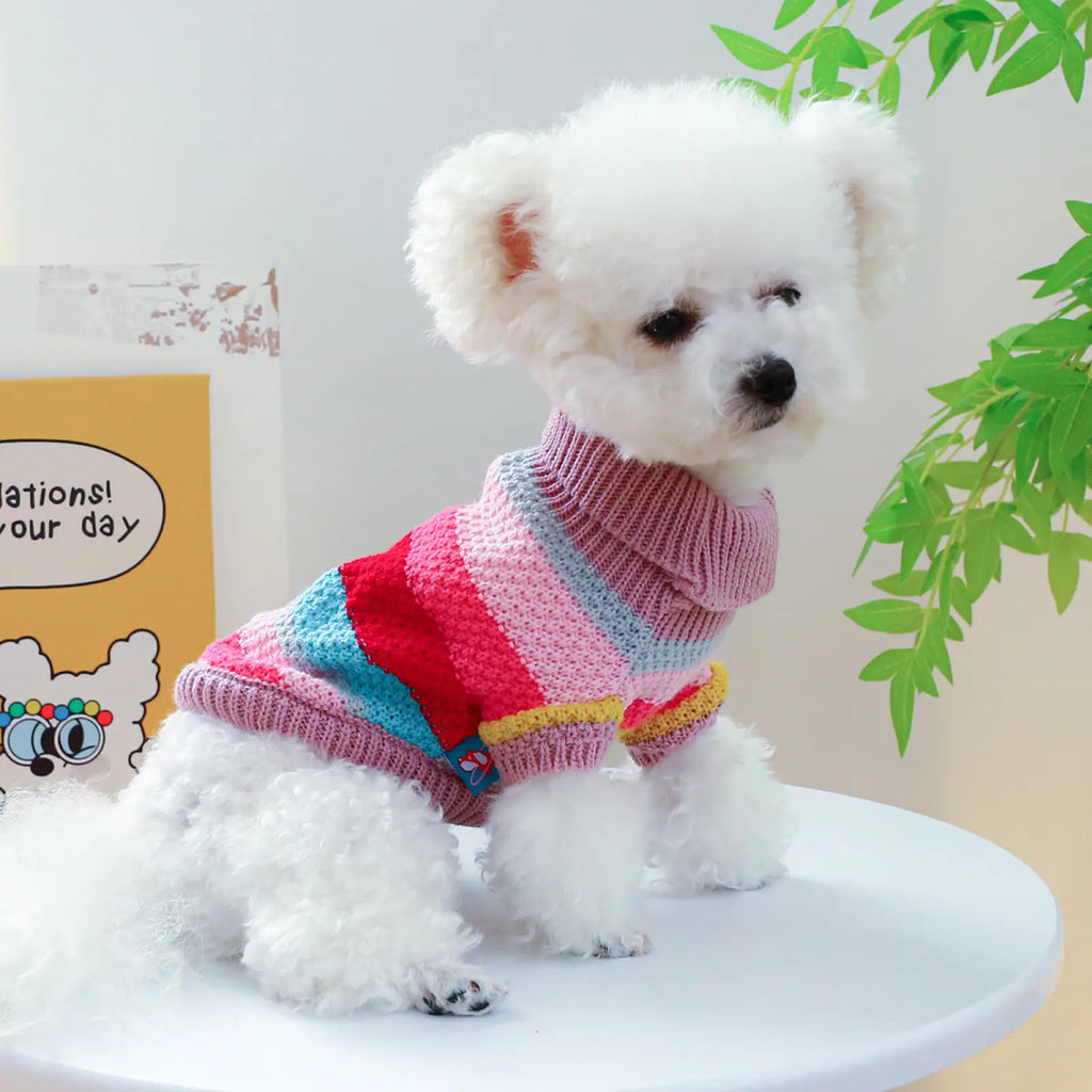 Colorful Striped Pet Sweater for Small Dogs and Cats
