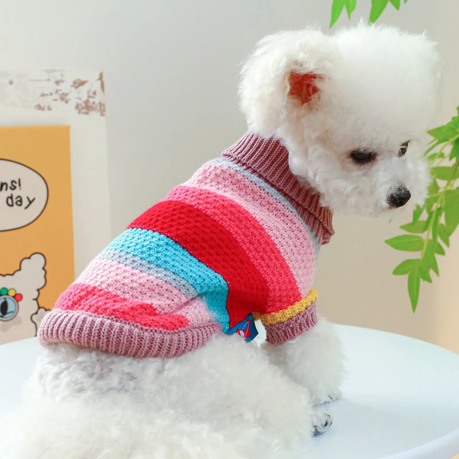 Colorful Striped Pet Sweater for Small Dogs and Cats