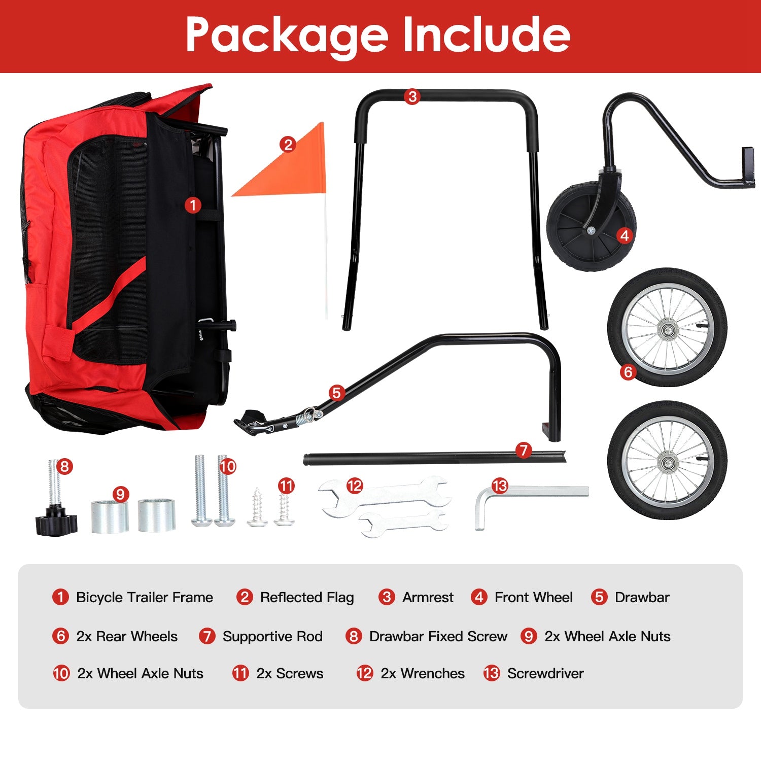 2-in-1 Pet Bike Trailer And Stroller with Canopy Bicycle Carrier Bicycle Cargo Wagon Trailer 44LBS Weight Capacity For Small Medium Dogs Cats